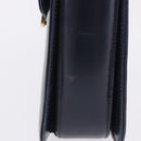 GUCCI Shoulder Bag Leather Navy Gold Tone Auth 201158-6