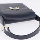GUCCI Shoulder Bag Leather Navy Gold Tone Auth 201158-8