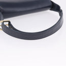 GUCCI Shoulder Bag Leather Navy Gold Tone Auth 201158-9
