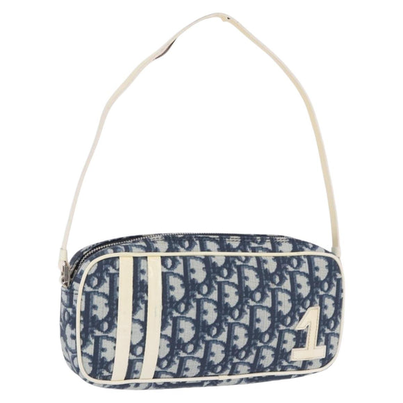Christian Dior Trotter Hand Bag PVC Leather Blue White Auth 201159
