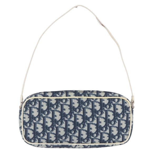 Christian Dior Trotter Hand Bag PVC Leather Blue White Auth 201159