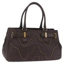 BOTTEGA VENETA INTRECCIATO Hand Bag Leather Brown Gold Tone 169754 Auth 201163V-1