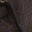 BOTTEGA VENETA INTRECCIATO Hand Bag Leather Brown Gold Tone 169754 Auth 201163V-10