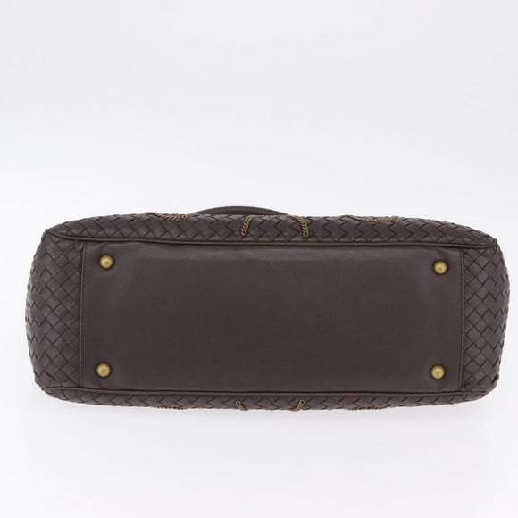 BOTTEGA VENETA INTRECCIATO Hand Bag Leather Brown Gold Tone 169754 Auth 201163V