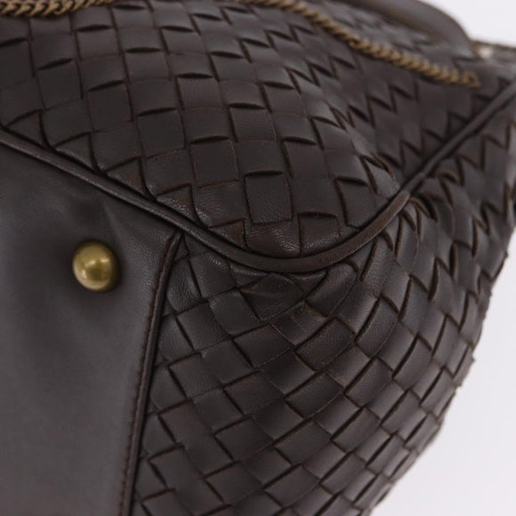 BOTTEGA VENETA INTRECCIATO Hand Bag Leather Brown Gold Tone 169754 Auth 201163V