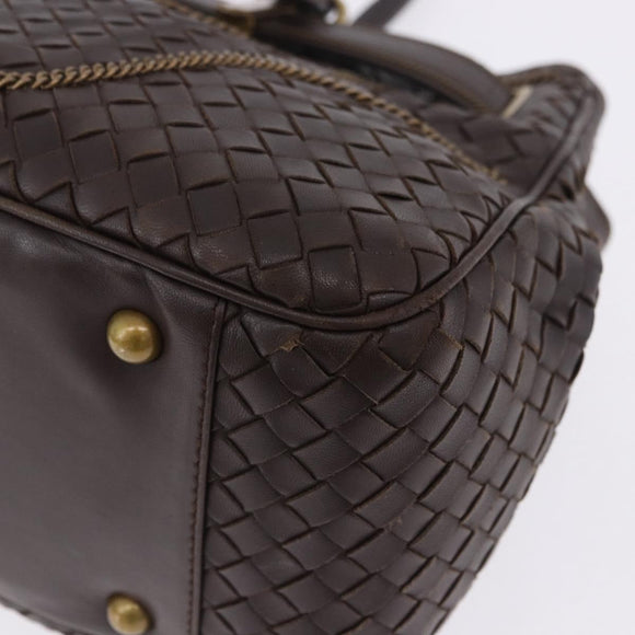 BOTTEGA VENETA INTRECCIATO Hand Bag Leather Brown Gold Tone 169754 Auth 201163V