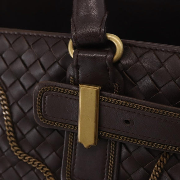 BOTTEGA VENETA INTRECCIATO Hand Bag Leather Brown Gold Tone 169754 Auth 201163V