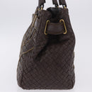 BOTTEGA VENETA INTRECCIATO Hand Bag Leather Brown Gold Tone 169754 Auth 201163V-4