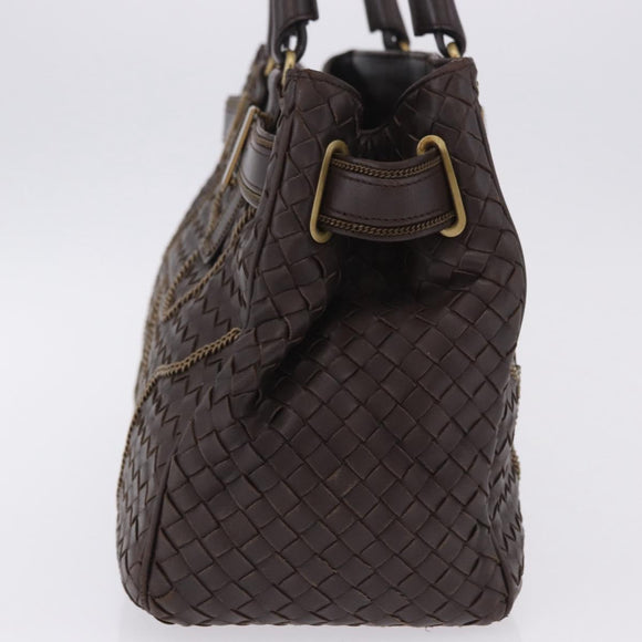 BOTTEGA VENETA INTRECCIATO Hand Bag Leather Brown Gold Tone 169754 Auth 201163V
