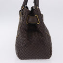 BOTTEGA VENETA INTRECCIATO Hand Bag Leather Brown Gold Tone 169754 Auth 201163V-5