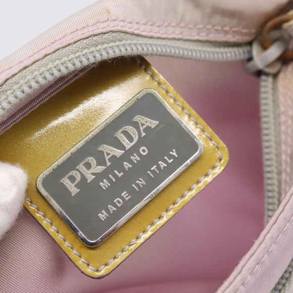 PRADA Shoulder Bag Nylon Pink Silver Auth 201164A