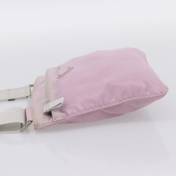 PRADA Shoulder Bag Nylon Pink Silver Auth 201164A