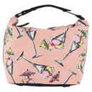 CHANEL Ice Cream Pattern Shoulder Bag Canvas Pink Black CC Auth 201171V-2