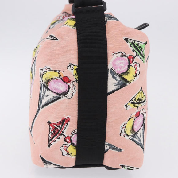 CHANEL Ice Cream Pattern Shoulder Bag Canvas Pink Black CC Auth 201171V