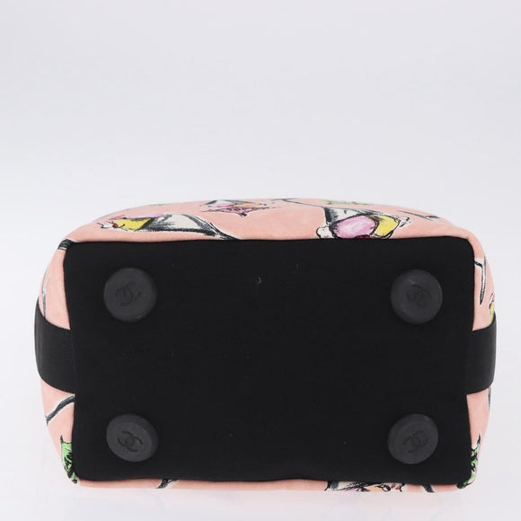 CHANEL Ice Cream Pattern Shoulder Bag Canvas Pink Black CC Auth 201171V