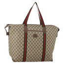 GUCCI GG Supreme Web Sherry Line Tote Bag PVC Beige 002 39 6211 Auth 201174A-1