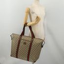 GUCCI GG Supreme Web Sherry Line Tote Bag PVC Beige 002 39 6211 Auth 201174A-21