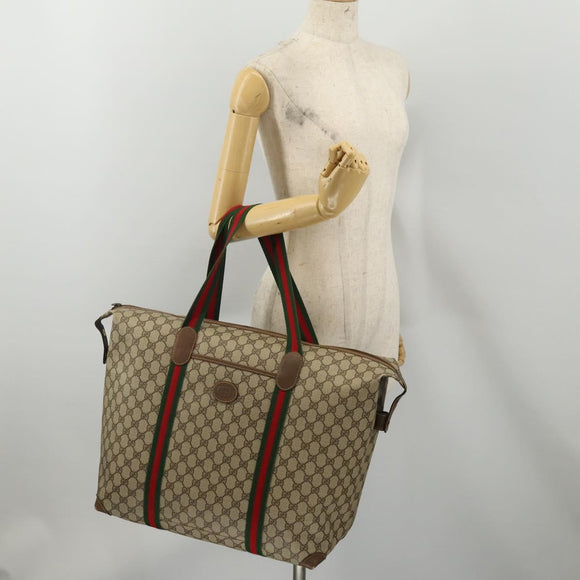 GUCCI GG Supreme Web Sherry Line Tote Bag PVC Beige 002 39 6211 Auth 201174A