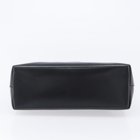 GUCCI Bamboo Hand Bag Leather Black Gold Tone 001 3008 Auth 201175