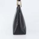 GUCCI Bamboo Hand Bag Leather Black Gold Tone 001 3008 Auth 201175-4