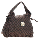 GUCCI GG Canvas Hand Bag Outlet Brown Gold 286307 Auth 201176V-1