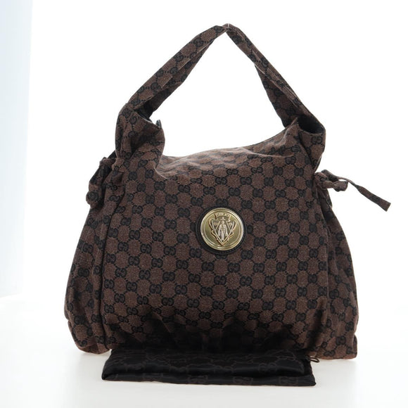 GUCCI GG Canvas Hand Bag Outlet Brown Gold 286307 Auth 201176V