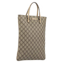 GUCCI GG Supreme Hand Bag PVC Beige Silver 117551 Auth 201178-1
