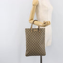 GUCCI GG Supreme Hand Bag PVC Beige Silver 117551 Auth 201178-25