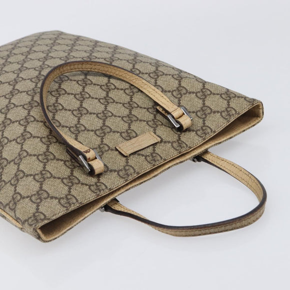 GUCCI GG Supreme Hand Bag PVC Beige Silver 117551 Auth 201178