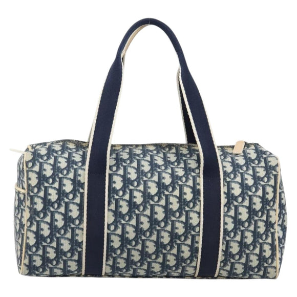 Christian Dior Trotter Hand Bag PVC Leather Navy White Auth 201187