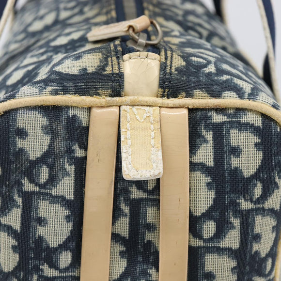 Christian Dior Trotter Hand Bag PVC Leather Navy White Auth 201187