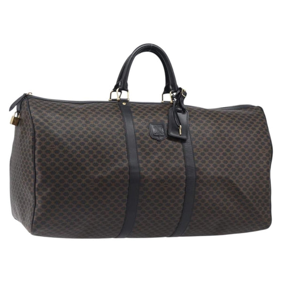 CELINE Macadam Canvas Boston Bag PVC Leather 2way Black Gold Auth 201189V