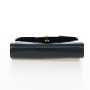 CARTIER Chain Shoulder Bag Leather Navy Gold Auth 201192V-5