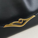 CARTIER Chain Shoulder Bag Leather Navy Gold Auth 201192V-19
