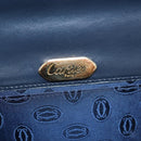 CARTIER Chain Shoulder Bag Leather Navy Gold Auth 201192V-22