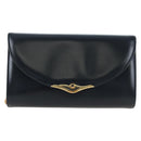 CARTIER Chain Shoulder Bag Leather Navy Gold Auth 201192V-13