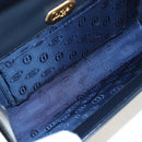 CARTIER Chain Shoulder Bag Leather Navy Gold Auth 201192V-10