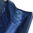 CARTIER Chain Shoulder Bag Leather Navy Gold Auth 201192V-23