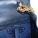 CARTIER Chain Shoulder Bag Leather Navy Gold Auth 201192V-11