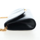 CARTIER Chain Shoulder Bag Leather Navy Gold Auth 201192V-3