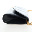 CARTIER Chain Shoulder Bag Leather Navy Gold Auth 201192V-4
