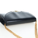 CARTIER Chain Shoulder Bag Leather Navy Gold Auth 201192V-6