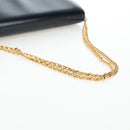 CARTIER Chain Shoulder Bag Leather Navy Gold Auth 201192V-8