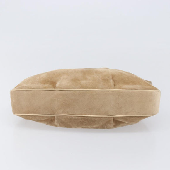 CARTIER PANTHERE Hand Bag Suede Beige Silver Auth 201200V