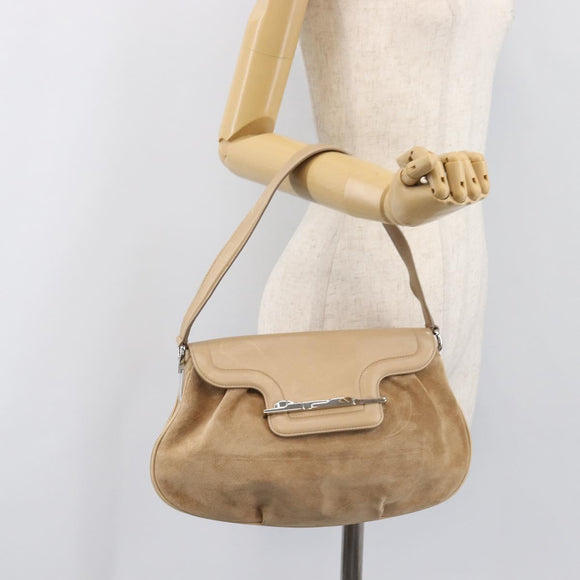 CARTIER PANTHERE Hand Bag Suede Beige Silver Auth 201200V