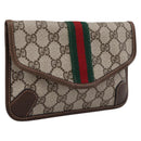 GUCCI GG Supreme Web Sherry Line Pouch PVC Beige Auth 201201A-1