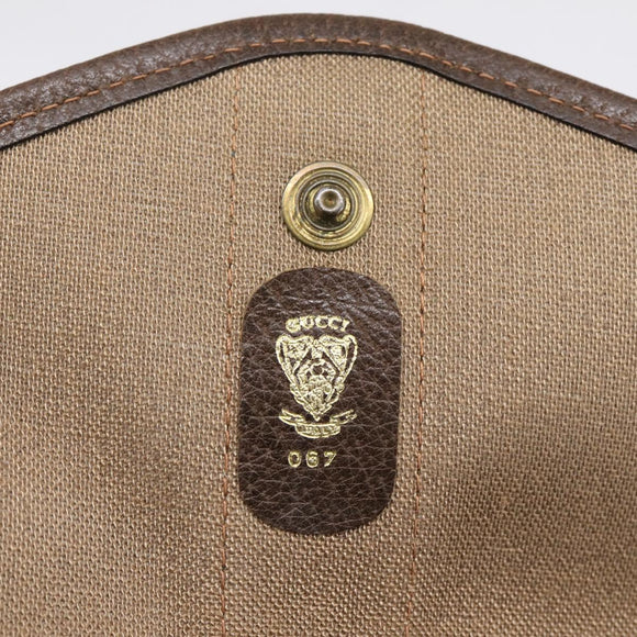 GUCCI GG Supreme Web Sherry Line Pouch PVC Beige Auth 201201A