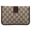 GUCCI GG Supreme Web Sherry Line Pouch PVC Beige Auth 201201A-3