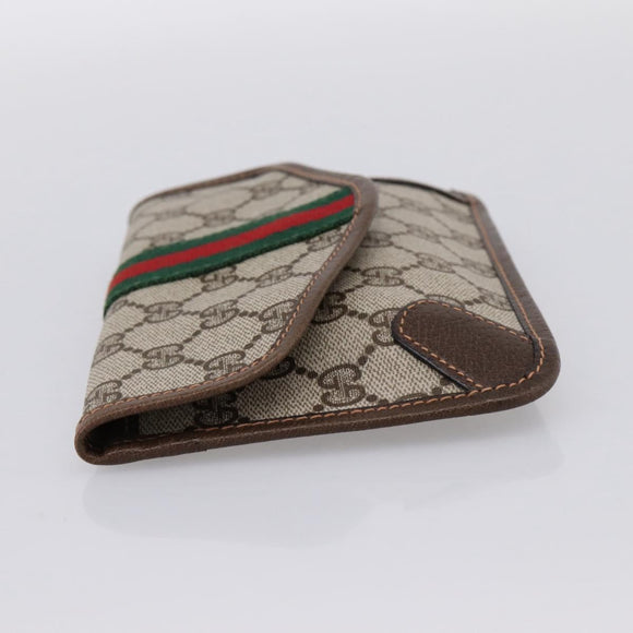 GUCCI GG Supreme Web Sherry Line Pouch PVC Beige Auth 201201A