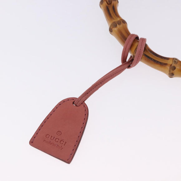 GUCCI Bamboo Hand Bag Leather Pink Gold 95231 Auth 201206V